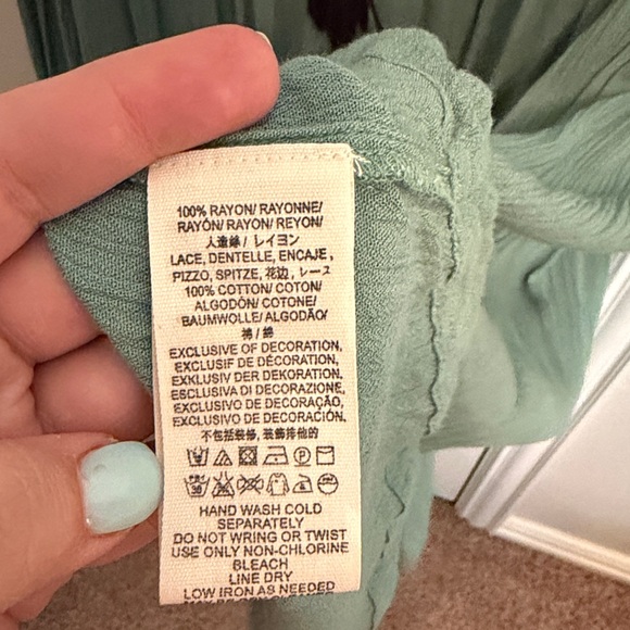 Free People Sea Green Maxi Dress with Black Floral Embroidery - Picture 7 of 8